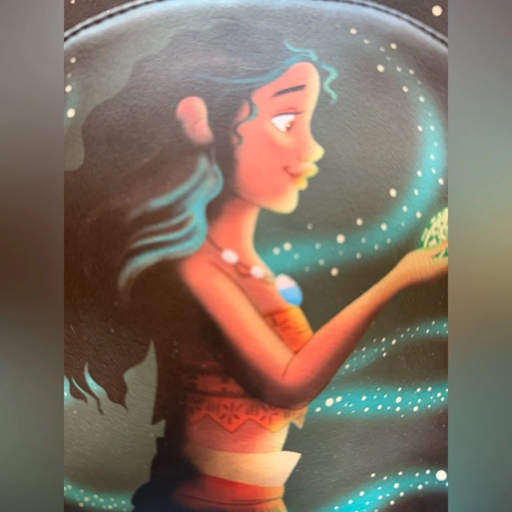 Loungefly Black Mini Backpack with Teal Glow Moana Artwork